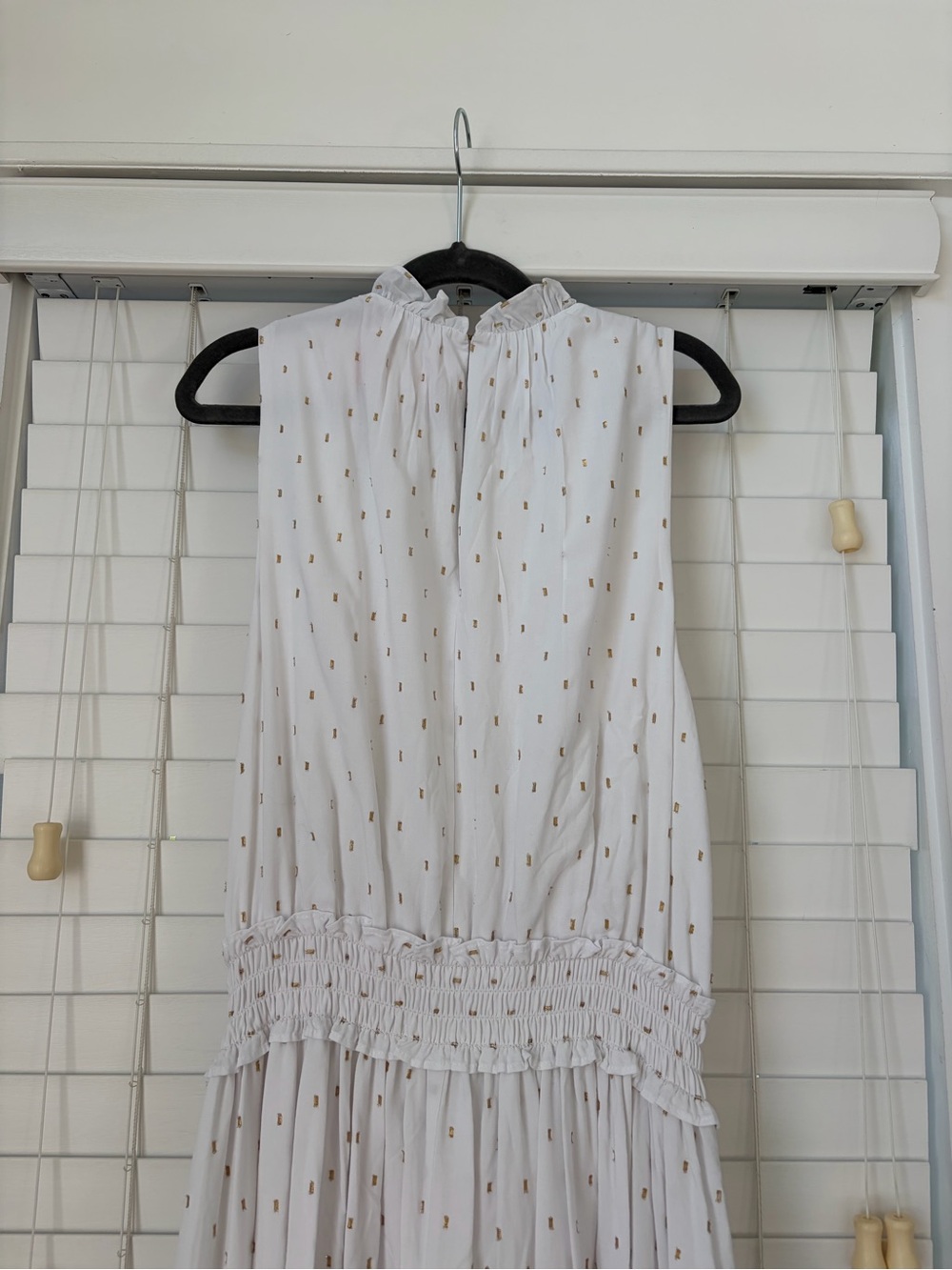 Lilly Pulitzer Resort White Sleeveless Dress with Gold Dot Accents “Clip Chaya” - Picture 10 of 11